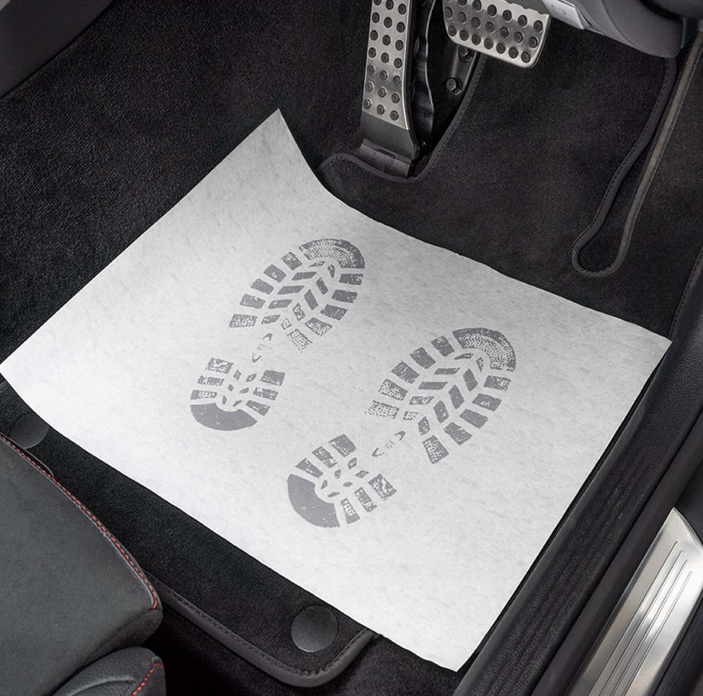 FAVOMOTO 50Pcs Papier Auto Fußmatten Einweg Fußmatten Fuß